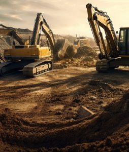 group-excavator-working-construction-site